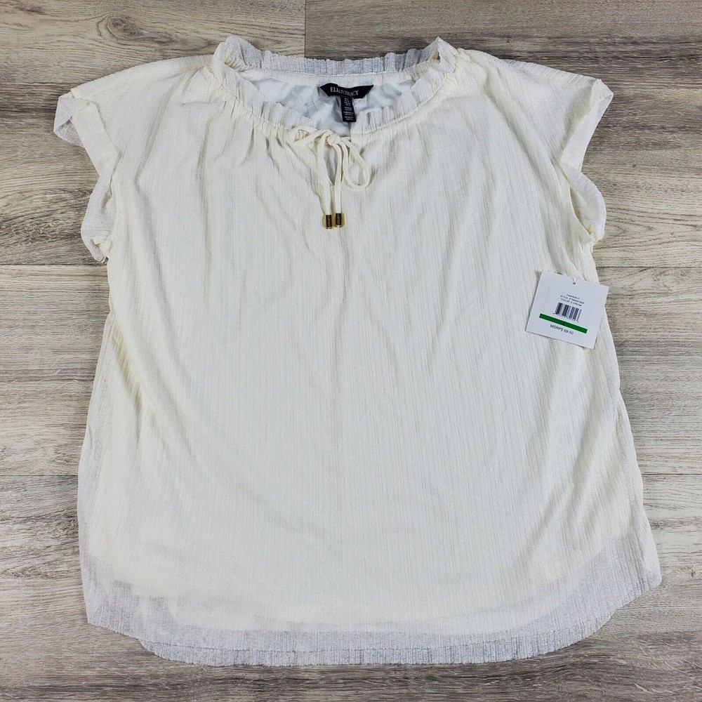 Ellen Tracy Top Women's Size L Large Cream Sleeveless Canglo 100% Polyester